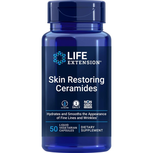 Life Extension Skin Restoring Ceramides, 50 Veg Capsules - Vegan Phytoceramide Supplement