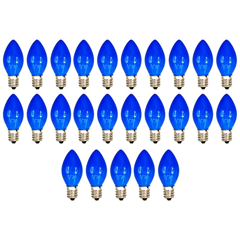 Box of 25 Light Bulbs -C7, Steady Burning - Opaque