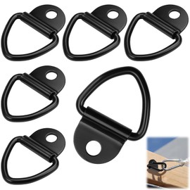 Pack of 6 V Mounting Ring Lashing Eyelets V-Ring Black Load 400 kg, Heavy Duty Lashing Eyelets Stainless Steel 82 x 63 mm, Construction Ring Hook Lashing Eyelets for Trailers, Transporters, Trucks,
