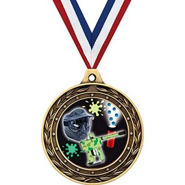 Paintball Gold Duo Medal, 3" Paintball Prizes, Kids Paintball Trophy Medal Awards 20 Pack