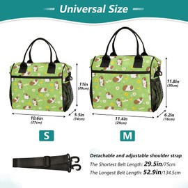 Qdoepfl Cute Guinea Pigs Lunch Bag Reusable Lunch Box for Men Women Adults, Insulated Cooler Tote Bag Container with Adjustable Shoulder Strap for Travel Office Picnic Hiking Beach Medium