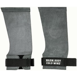 WARM BODY COLD MIND Leather Hand Grips - NO Holes for Weightlifting, Powerlifting, Crossfit, Gymnastics, Cross Training, Pull-Ups, Weight Lifting, Wrist and Palm Protection (Graphite, X-Large)