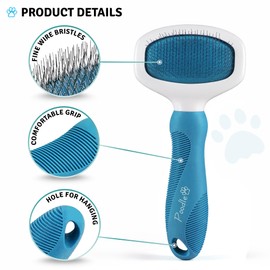 Poodle Pet Slicker Brush - For Dogs, Cats, and Rabbits - Removes Matted Fur, Knots, and Loose Hair - Suitable for Grooming Doodles and Goldendoodles with Short or Long Hair