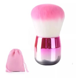 ZzDog Brocha Kabuki Redonda Suave Base Rosa Y Blanco Tornasol