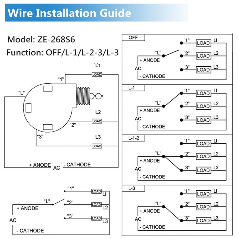 Ceiling Fan Switch, 4 Wire Zing Ear ZE-268S6 Pull Chain