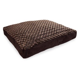 Furhaven Pillow Dog Bed for Medium/Small Dogs w/ Removable Washable Cover - Ultra Plush Faux Fur & Suede Mattress - Chocolate, Medium