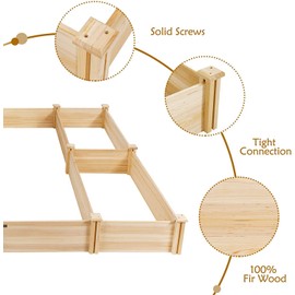 GRAFFY U-Shaped Wooden Raised Garden Beds Outdoor, Wood Elevated Planter Box, Garden Container for Vegetable Flower, Planting Bed for Grass Lawn Patio Backyard