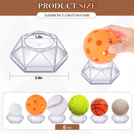 Briwooody 6 Pcs Acrylic Hexagon Display Stand Holder Baseball Holders Stands for Display Golf Softball Tennis Baseball Marble Egg Sphere Puzzle Ball(L)