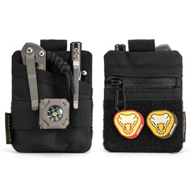 VIPERADE VE13 Mini Pocket Organiser, Nylon Bag Tool Bag with DIY Patch Area for EDC Gears, EDC Ankle, EDC Coins, Small EDC Bag - Black Case for Mini EDC Gears (Black)
