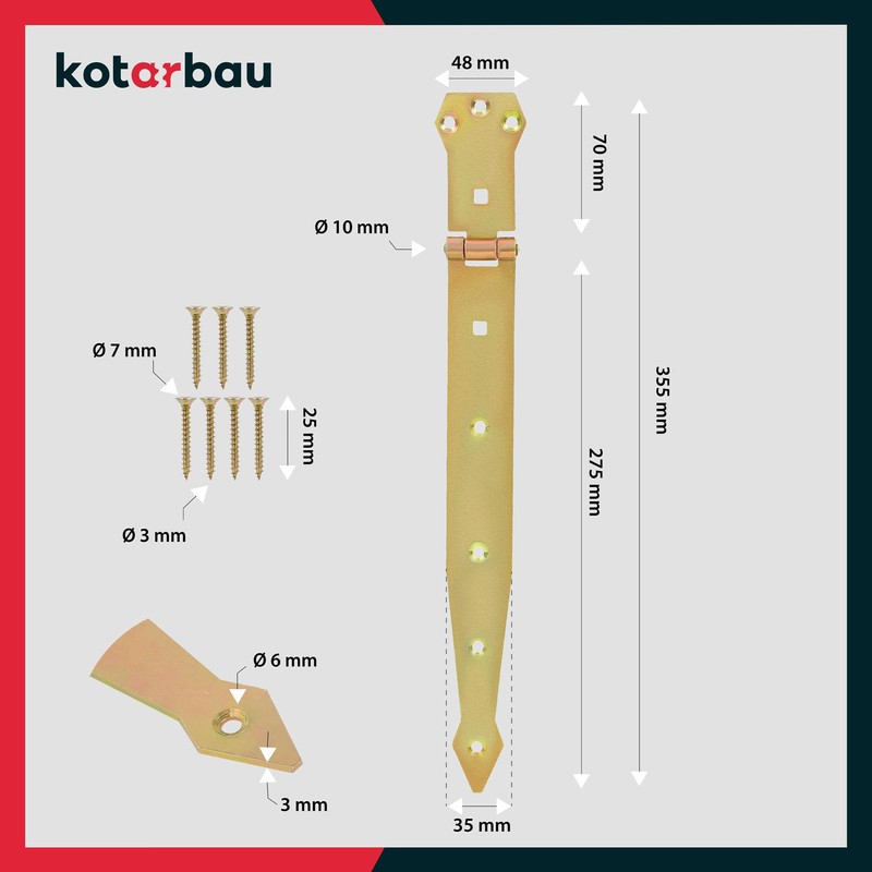 KOTARBAU® Set of 2 Throwing Hinges 300 mm Door Hinge