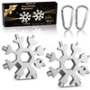 MUCLIP 18-in-1 Snowflake Multi Tool,2 Pack Stainless Steel with Carabiner,Bottle