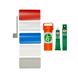 JLF Repair Kit with HH-66 Vinyl Cement Glue for Inflatable Stand Up Paddle Boards (SUP) Includes 3" x 6" Red, White, Blue, Clear, Grey PVC, 5 Patches and 6 Prong Valve Wrench