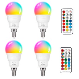 E12 LED Light Bulbs 5W, 40W Equivalent, Small Base Candelabra Light Bulbs, Set of 6 LED Color Changing Light Bulbs, Dimmable Color LED Bulb with Remote Control RGB Cool White 5700K