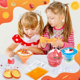 Trubic Premade Mango Juice Slime(6 oz), Soft, Non-Sticky, Mess-Free, Crystal Crunchy Bingsu Slime, Party Favor Birthday Classroom Reward Gifts for Girls Boys 6 7 9 10