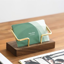 Muso Wood Business Card Stand, Wooden Business Card Stand, Large Capacity, Business Card Case, Tabletop, Business Card Holder, Display, Card Stand, Office, Business Card Holder, Desktop Card Holder (Holds 75 Cards) (A, Walnut)