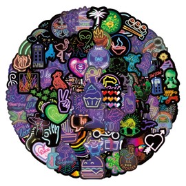 200 PCS Stickers for Cool Neon Light,Neon Sign Stickers,Teens Boys and Girls Sticker Pack Vinyl Skateboard Guitar Door Laptop Luggage Car Bike Water Bottle Birthday Party Supplies Stickers