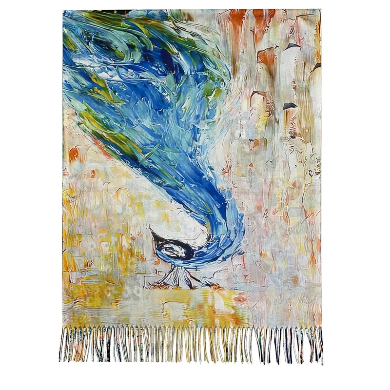 GFM® Wool Blend Cashmere Texture Painting Art Based Print Shawl