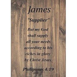 James "Supplier" Keepsake Name Meaning Card with Bible Verse