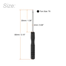 TOP-VIGOR 2pcs Mini Torx Screwdriver T6 Star Head 80mm Length, Small Precision Screwdrivers with Non-Slip Handle for Electronics, Glasses, Watch, Computer and Small Appliance Repair