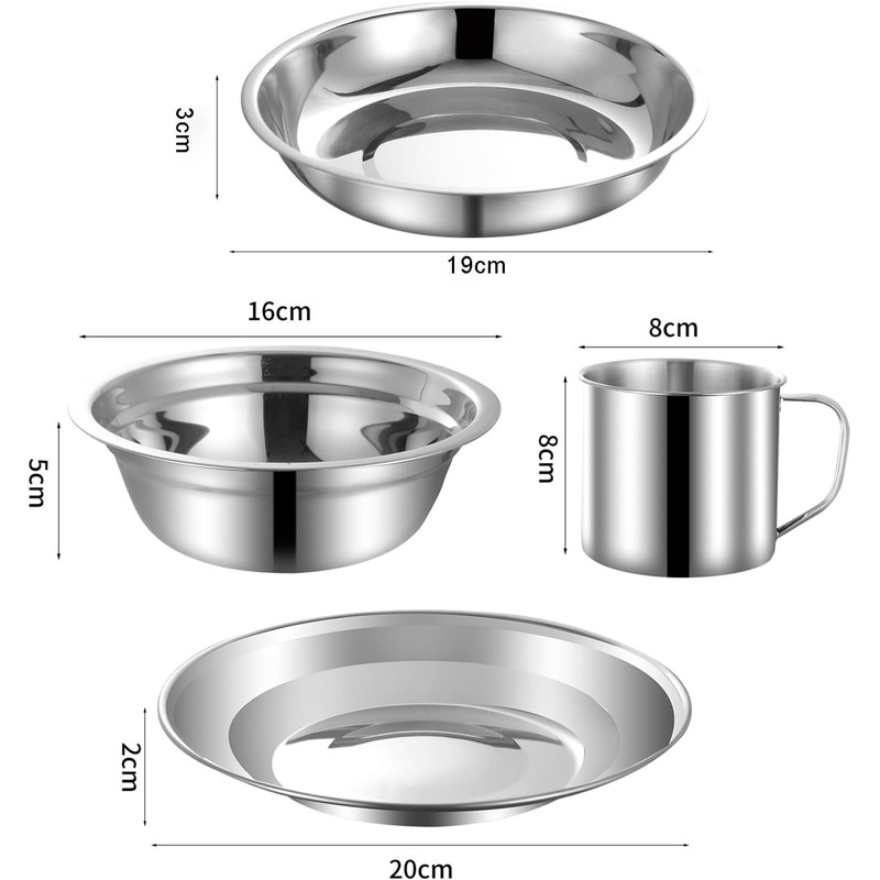 Outdoor Camping Cutlery Set Stainless Steel Tableware for 1-2 Person