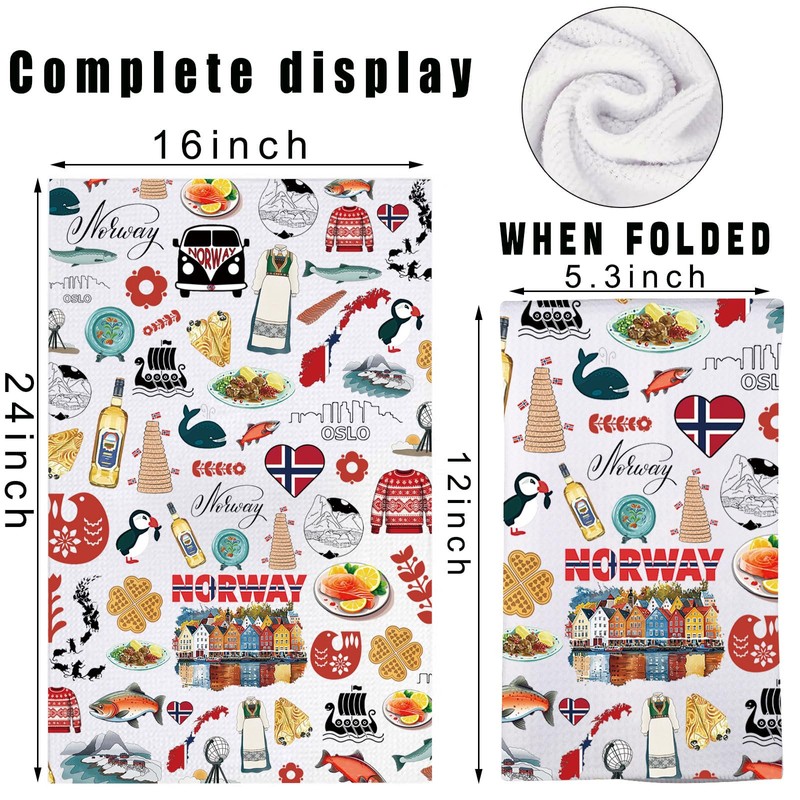 G2TUP Norway Kitchen Towels Norway Landmarks Gift Norwegian Kitchen Towels