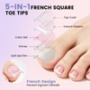 Wilfniee Press On Toenails French Tip, 150PCS Square Toe Nails,