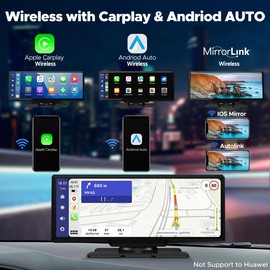 LAMTTO LAMTTO 9.26" Wireless Carplay and Android Auto with 2.5K Dash Cam, 1080P Backup Camera, Portable Touchscreen GPS Navigation for Car, Car Stereo Receiver with Bluetooth,AirPlay,AUX,FM,Googel,Siri