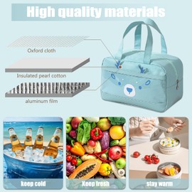 SUOXU Insulated Lunch Bag for Women Men Work School Picnic Cooler Bag, High Capacity Water Resistant Leak Proof Insulated Lunch Box Lunch Tote Bag-Blue