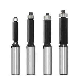 4PCS Flush Trim Router Bits Set 1/2” Shank, 2 Flute Bottom Bearing Template Bits,Flush Cut Router Bit for Woodworking Trimming (Cutting Dia: 1/4” 3/8” 5/16” 1/2”)