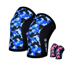 Theyet CrossFit Compression Knee Sleeves Neoprene 7mm 2 Pack Adjustable Support for Men and Women Gym Powerlifting Fitness Gym | Sports Knee Pads for