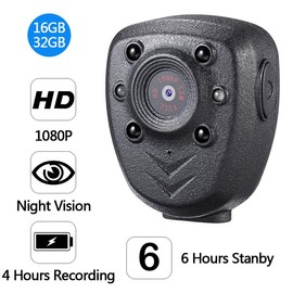 Mini Body Camera Video Recorder Built-in 32GB Memory Card with Night Vision IR & Loop Record HD 1080P, 4-6 HR Battery Life Wearable Police Cam for Home, Outdoor, Law Enforcement, Security Guard mini body Recording christmas 2024 glass cleaner