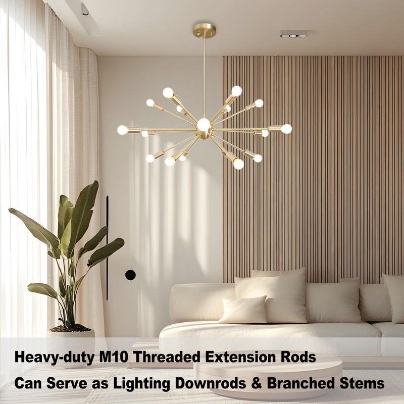 M10 Threaded Extension Poles Lighting Fixture Downrods Stems & 180