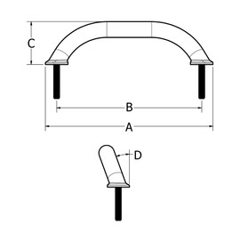 White Water 7914S Marine 316 Stainless Steel Angled Hand/Grab Rail Stud Mounted 9-1/4"
