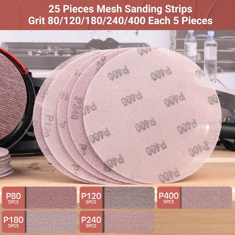 Sruhrak 225mm Net Sandpaper, 25 PCS Mesh Sanding Discs 320