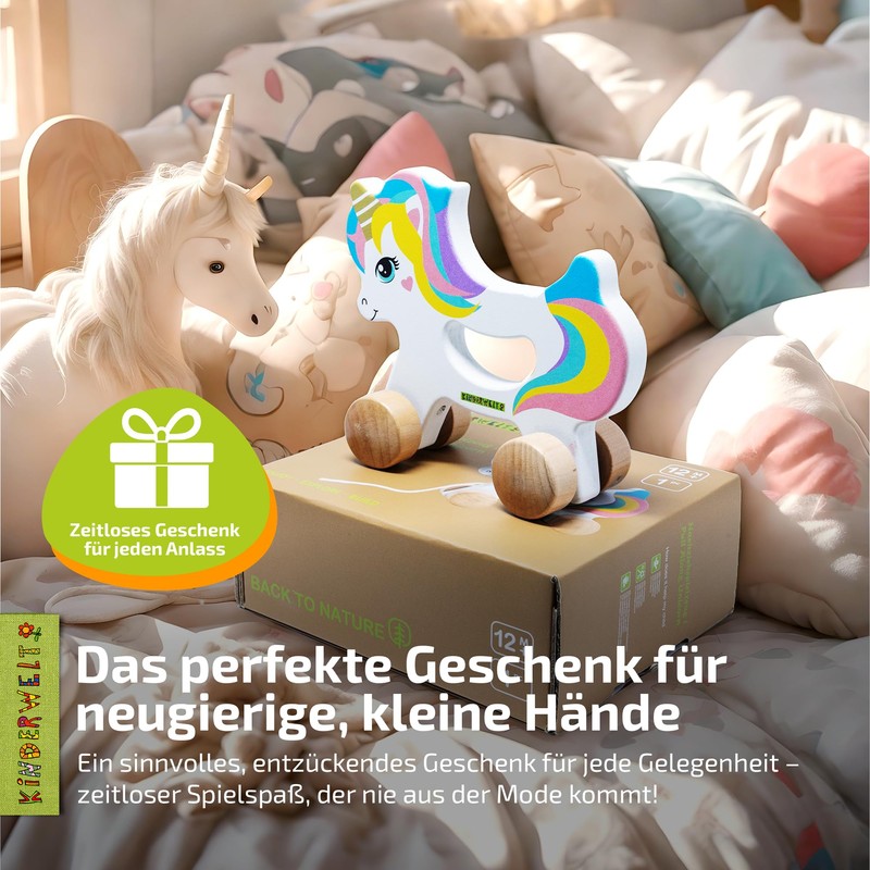 Wooden Unicorn Pull Along Toy, Child-friendly Educational Toy, Children's Toy