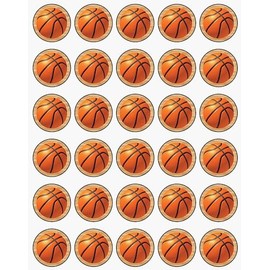 30 x Basketball Themed Edible Cupcake Toppers | Uncut on Wafer Sheet- Qty 30-1.5” each