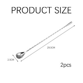 Cocktail Mixing Spoon, Stainless Steel Cocktail Mixing Spoon, Stainless Steel Cocktail Sticks, Bar Spoon Stirrers, 30 cm Long Handle, Cocktail Stirrers, Premium Stainless Steel Cocktail Drinks Drinks