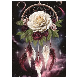 Rose Dream Catcher Puzzles for Adults 1000 Pieces, Fantasy Flower Art Jigsaw Puzzles, Magic Plant Floral Puzzle