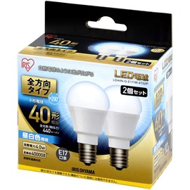 アイリスオーヤマ LED電球 口金直径17mm 40W形相当 昼白色 全方向タイプ 2個パック LDA4N-G-E17/W-4T52P