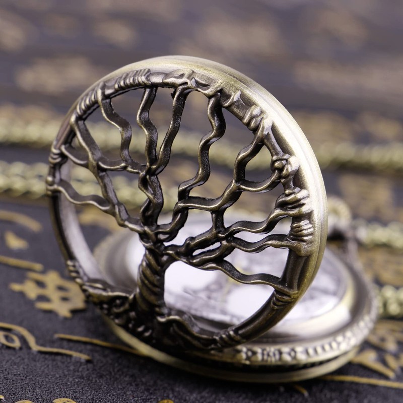 Tree of Life Pocket Watch Vintage Quartz FOB Pocket Watches