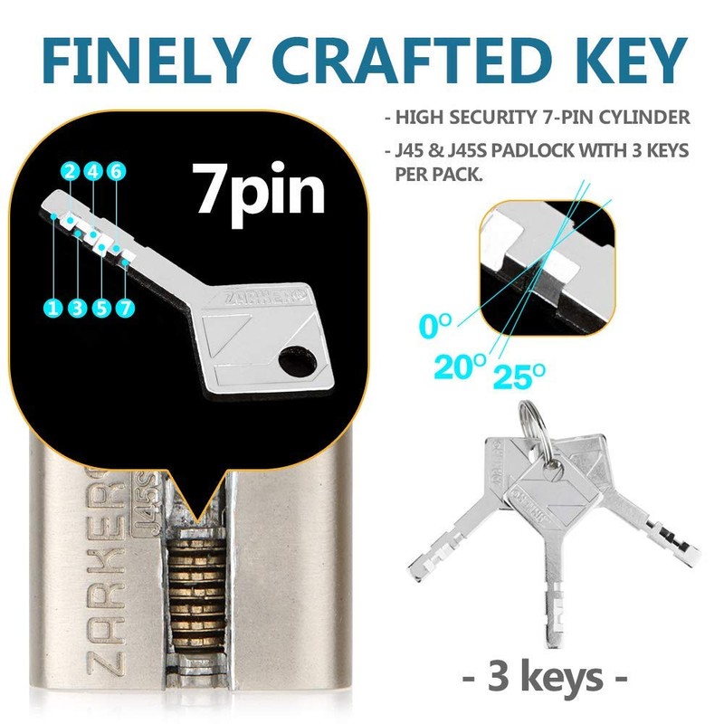 Zarker J45S keyed Alike Padlocks, Heavy Duty Stainless Steel Shackle