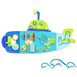 BlueWood Submarine Wall Busy Board Panels, Toddler Learning Activity Center, Montessori Philosophy Sensory, Educational Toys, Conducive to All-Round Development