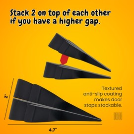 4-Pack Decorative Door Stoppers for Bottom of Doors-Fun Cute Door Stop Cute Doors Stoppers-Black Door Stops for Bottom of Door-Large Doorstops Wedge-1" High-Heavy Duty Door Stoppers Wedge 'Flat Mates'