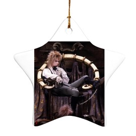 GRAPHICS & MORE Goblin King Jareth from The Labyrinth Sitting On Throne David Bowie Star-Shaped Porcelain Holiday Christmas Tree Ornament - 3.1"