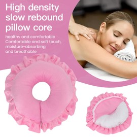 Face Massage Pillow Face Spa Beauty Salon Care Pillow Body Relax Massage Headrest Pad Washable Head Cover for Massage Tables Massage, Head Cushion, Neck Pillow (Pink)