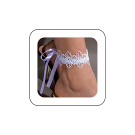 Xduargs Boho Lace Flower Ankle Bracelet Vintage Hollow Flower Foot Chain White Tattoo Lace Flower Ankle Bracelet Wedding Chunky Flower Chain Bracelet Jewelry for Women and Girls