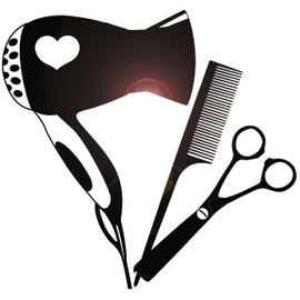 Vinyl Wall Decal Beauty Hair Tools Hairdryer Comb Scissors Barbershop Stickers Mural Large Decor (g1299) Black