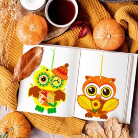 Eternity sky 30 Sets Fall Crafts Kit for Kids - Thanksgiving DIY Owl Art Set for Autumn Classroom Activities Party Supplies
