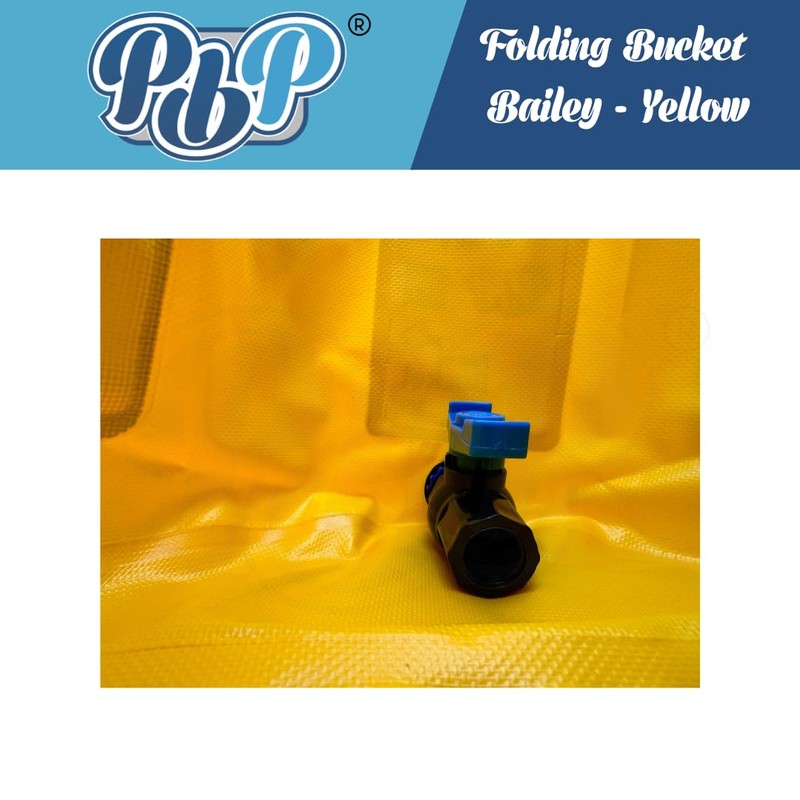 PBP Bailey 30L Folding Bucket with Quick Hose Connector (Yellow)