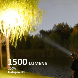 Liaoman Pro Handheld Spotlight Flashlight up to 1500 Lumens Halogen 12V Car Charger Spot Light with Hook Outdoor for Camping Emergencies Boating Hunting Hiking